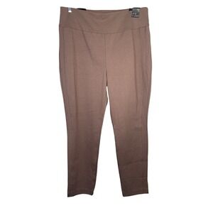 Dear Scarlett Magic Straight Leg Pants Taupe Brown Stretch Office Minimalist‎ 2X